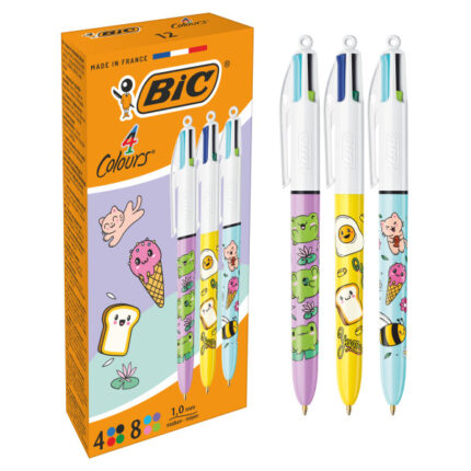 Bic 4 Colours Decors Kawaii Penna a sfera a scatto - Punta media da 1
