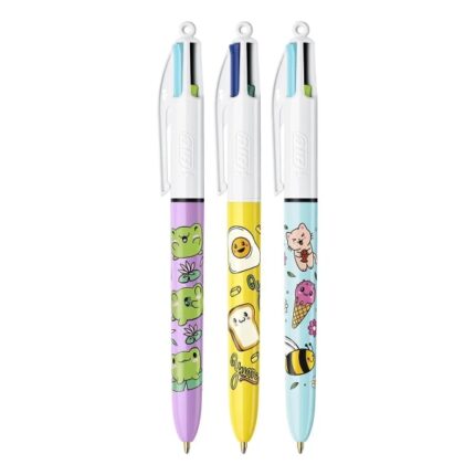 0 mm - Inchiostro a base di olio - Corpo decorato con disegni Kawaii - 4 colori di inchiostro