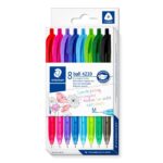 Staedtler 4230 M Confezione da 8 penne a sfera a scatto - Punta da 1 mm - Larghezza tratto media - Design triangolare - Colori assortiti