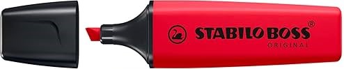 Stabilo Boss 70 Pennarello fluorescente - Tratto da 2 a 5 mm - Ricaricabile - Inchiostro a base d'acqua - Colore rosso reale Stabilo Boss 70 Pennarello fluorescente - Tratto da 2 a 5 mm - Ricaricabile - Inchiostro a base d'acqua - Colore rosso reale