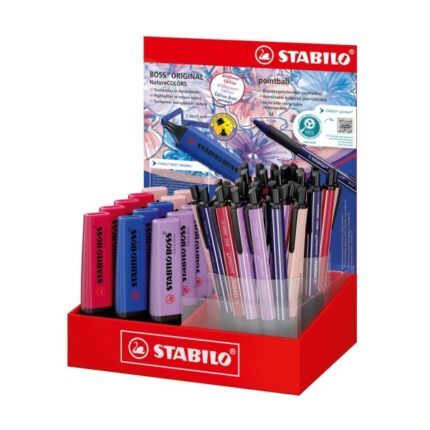 Stabilo Boss Naturecolors Wildflower Espositore con 15 pennarelli Boss + 38 penne a sfera Pointball - Inchiostro delle penne a sfera: blu - Colori assortiti