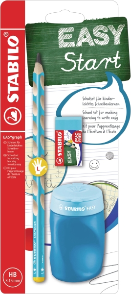 Stabilo Easygraph Pack con matita a grafite + temperino con contenitore + gomma - Minetta HB da 3