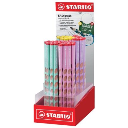 Stabilo Easygraph Pastel Espositore con 60 matite di grafite - Per destrimani e mancini - Mina HB da 3