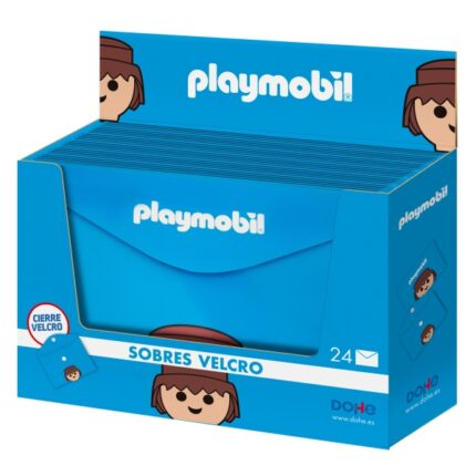 Dohe Playmobil Espositore con 24 buste portadocumenti formato Folio - Chiusura in velcro - Polipropilene opaco 200 micron - Colore blu