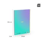 Milan Sunset Quaderno a spirale formato A4 a righe da 7 mm - 90 fogli da 95 g/m² - Microperforato, strisce colorate e 4 fori - Colore turchese/viola - immagine 5