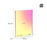 Milan Sunset Quaderno a spirale Formato A4 Righe da 7 mm - 90 fogli da 95 g/m² - Microperforato, strisce colorate e 4 fori - Colore Giallo/Rosa - immagine 5