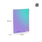 Milan Sunset Quaderno a spirale Formato A4 Righe da 7 mm - 90 fogli da 95 g/m² - Microperforato, strisce colorate e 4 fori - Colore Viola/Turchese - immagine 5