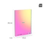 Milan Sunset Quaderno a spirale Formato A4 Griglia 5x5 mm - 90 fogli da 95 g/m² - Microperforato, strisce colorate e 4 fori - Colore Rosa/Giallo - immagine 5