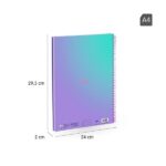 Milan Sunset Quaderno a spirale Formato A4 Griglia 5x5 mm - 90 fogli da 95 g/m² - Microperforato, strisce colorate e 4 fori - Colore Viola/Turchese - immagine 5