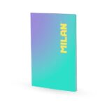Milan Sunset Taccuino rilegato in colla formato A4 a quadretti 5x5 mm - 48 fogli da 95 g/m² microperforati - Colore turchese/viola