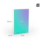 Milan Sunset Taccuino rilegato in colla formato A4 a quadretti 5x5 mm - 48 fogli da 95 g/m² microperforati - Colore turchese/viola - immagine 5