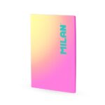 Milan Sunset Taccuino incollato formato A4 a righe da 7 mm - 48 fogli da 95 g/m² microperforati - Colore rosa/giallo