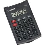Canon AS-8 Calcolatrice tascabile con display LCD a 8 cifre - Con coperchio rigido pieghevole - Alimentazione a batteria - Colore grigio scuro