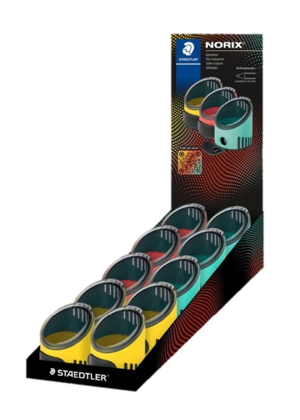 Staedtler Norix Espositore da 10 temperamatite con contenitore - 1 foro per matite fino a Ø 8