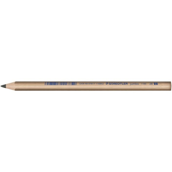 Staedtler Noris Natural 119 Jumbo Matita di grafite triangolare 2B 4 mm - Legno certificato FSC - Corpo color legno naturale