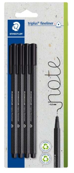 Staedtler Triplus Fineliner 334 Confezione da 4 pennarelli a punta fine - Tratto di circa 0