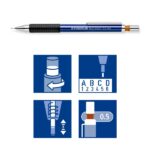 Staedtler Mars Micro 775 Portamine 0,5 mm - Punta metallica retrattile - Mina ammortizzata - Impugnatura in gomma - Clip metallica - Colore blu - immagine 4