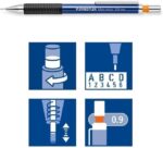 Staedtler Mars Micro 775 Portamine 0,9 mm - Punta metallica retrattile - Mina ammortizzata - Impugnatura in gomma - Clip metallica - Colore blu - immagine 4