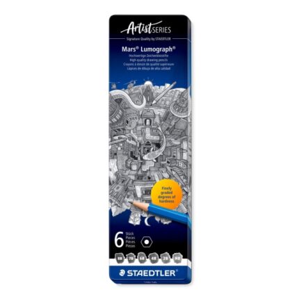 Staedtler Mars Lumograph 100 Scatola metallica con 6 matite di grafite nelle gradazioni 8B