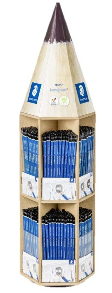 Staedtler Mars Lumograph 100 Espositore con 576 matite di grafite di diverse gradazioni - Elevata resistenza alla rottura - Legno proveniente da foreste certificate