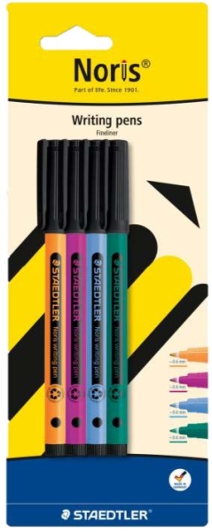 Staedtler 307 Noris Writing Pen Pack con 4 pennarelli a punta fine - Tratto 0