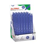 Alpino Soft Touch Espositore con 24 penne a scatto - Punta da 1 mm - Tocco morbido - Inchiostro blu - Colore blu