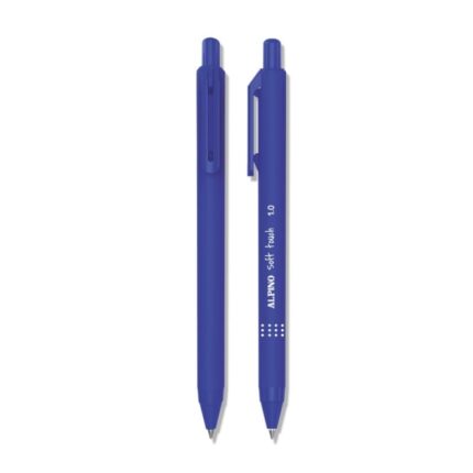 Alpino Soft Touch Penna a sfera a scatto - Punta 1 mm - Tocco morbido - Inchiostro blu - Colore blu