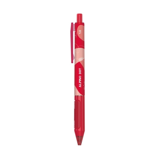 Alpino Dot Penna a sfera a scatto - Punta da 1 mm - Impugnatura morbida - Colore rosso