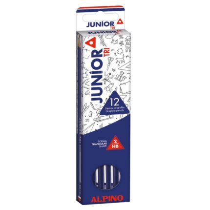 Alpino Junior Confezione da 12 matite di grafite HB triangolari - Spazio per il nome