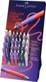 Faber-Castell Poly Ball Flow Edition Espositore con 22 penne a sfera retrattili XB + 8 penne stilografiche - Morbide al tatto - Colori assortiti
