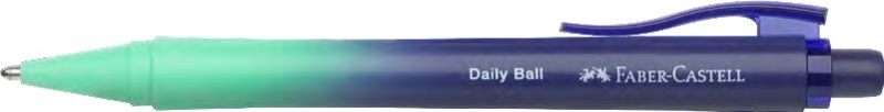 Faber-Castell Daily Ball Flow Edition Buzzing Blue Penna a sfera a scatto XB - Design accattivante - Inchiostro blu indelebile - Colore blu/turchese sfumato