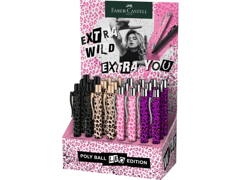 Faber-Castell Poly Ball Leo Edition 2026 Espositore con 24 penne a sfera retrattili XB - Forma triangolare ergonomica - Morbida al tatto - Design assortiti Faber-Castell Poly Ball Leo Edition 2026 Espositore con 24 penne a sfera retrattili XB - Forma triangolare ergonomica - Morbida al tatto - Design assortiti