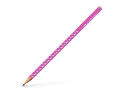 Faber-Castell Sparkle Aurora Matita triangolare in grafite B - Mina resistente alla rottura - Con cappuccio argentato - Colore del corpo fucsia