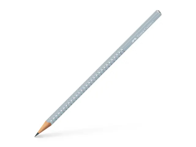 Faber-Castell Sparkle Aurora Matita triangolare in grafite B - Mina resistente alla rottura - Con cappuccio argentato - Colore del corpo blu ghiaccio