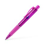 Faber-Castell Poly Ball View Aurora Colours Penna a sfera retrattile XB - Corpo traslucido - Impugnatura antiscivolo - Inchiostro blu - Colore fucsia