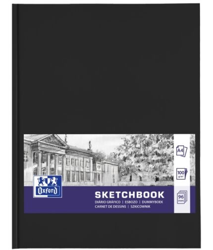 Oxford Oxfart Quaderno da disegno - Formato A4 - 48 fogli da 100 g - Resistente alla cancellazione - Colore nero
