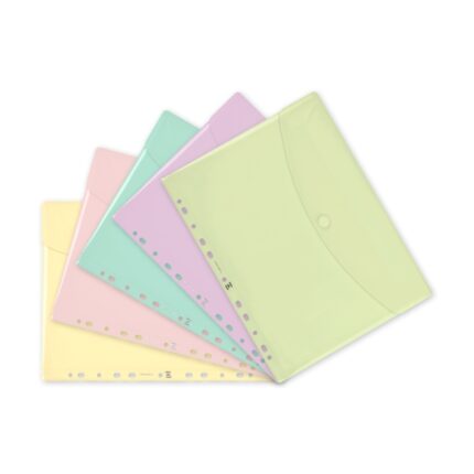 Busta Oxford Multifunzione - Formato A4 - Chiusura in velcro - Polipropilene - Colori pastello assortiti