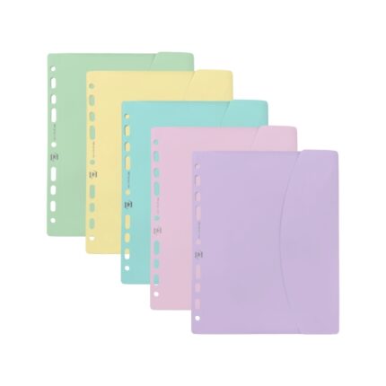 Busta Oxford Multitaladro - Formato A5 - Chiusura in velcro - Polipropilene - Colori pastello assortiti