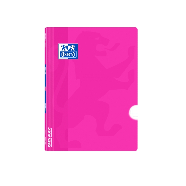 Oxford Taccuino con punti metallici - Formato A5+ - 48 fogli - Quadretti 4x4 mm con margine - Copertina in plastica - Anti-trasferimento dell'inchiostro - Colore fucsia