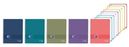 Oxford Live and Go Quaderno a spirale - Formato A4+ - 160 fogli - Righe orizzontali a 1 linea - Copertina in polipropilene - Colori vivaci assortiti
