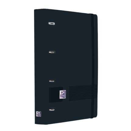 Oxford Europeanbinder Live and Go Raccoglitore ad anelli - Formato A4+ - Chiusura con elastico - Include ricambio di 120 fogli a righe orizzontali - Colore nero