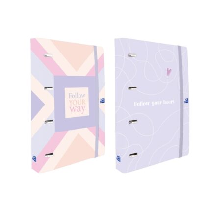 Oxford Europeanbinder Raccoglitore ad anelli - Lavagna bianca - Adesivi riposizionabili - Chiusura con elastico - Include fogli di ricambio 5x5 mm - Tasca interna - Dorso da 45 mm - Colori assortiti