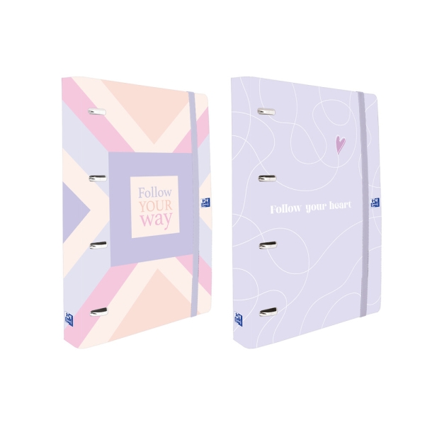 Oxford Europeanbinder Raccoglitore ad anelli - Lavagna bianca - Adesivi riposizionabili - Chiusura con elastico - Include fogli di ricambio 5x5 mm - Tasca interna - Dorso da 45 mm - Colori assortiti