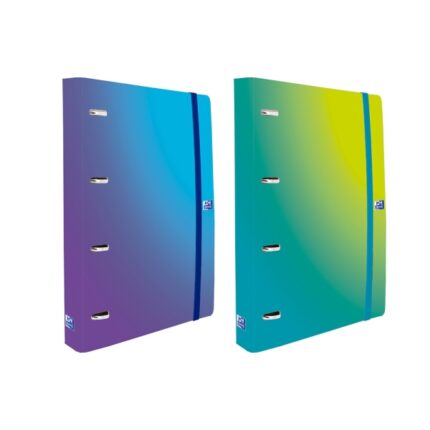 Oxford Europeanbinder Gradient Raccoglitore ad anelli - Formato A4+ - Chiusura con elastico - Include fogli di ricambio con griglia 5x5 mm - Tasca interna - Dorso da 45 mm - Multicolore