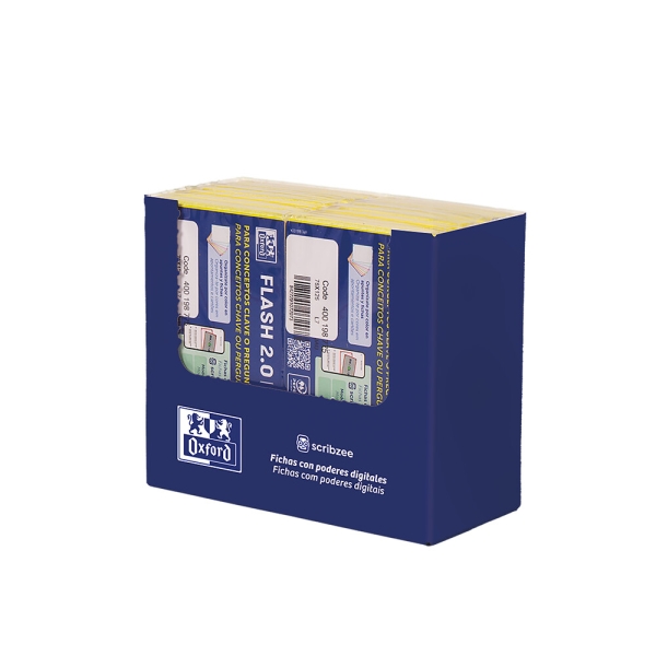 Oxford Expositor con 14 confezioni da 30 FlashCards 2.0 - Formato A7 - Righe orizzontali a 1 linea - Cartoncino da 250 g - Digitalizzazione dei testi tramite app - Colore giallo