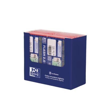 Oxford Expositor con 14 confezioni da 30 FlashCards 2.0 - Formato A7 - Righe orizzontali a 1 linea - Cartoncino da 250 g - Digitalizzazione dei testi con app - Colore rosso