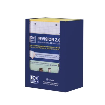 Oxford Expositor con 10 confezioni da 30 FlashCards 2.0 - Formato A5 - Griglia 5x5 mm - Cartoncino da 250 g - Digitalizzazione dei testi con app - Colore giallo