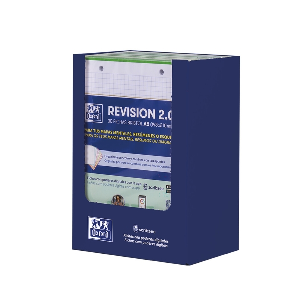 Oxford Expositor con 10 confezioni da 30 FlashCards 2.0 - Formato A5 - Griglia 5x5 mm - Cartoncino da 250 g - Digitalizzazione dei testi con app - Colore verde