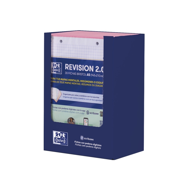Oxford Expositor con 10 confezioni da 30 FlashCards 2.0 - Formato A5 - Griglia 5x5 mm - Cartoncino da 250 g - Digitalizzazione dei testi con app - Colore rosa