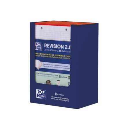 Oxford Expositor con 10 confezioni da 30 FlashCards 2.0 - Formato A5 - Griglia 5x5 mm - Cartoncino da 250 g - Digitalizzazione dei testi con app - Colore rosso
